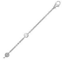 Thumbnail for 14k White Gold and Diamond Puff Circle Motif Bracelet (1/10 cttw) Bracelets Angelucci Jewelry   