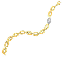 Thumbnail for 14k Yellow Gold and Diamond Oval Link Bracelet (1/10 cttw) Bracelets Angelucci Jewelry   