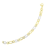 Thumbnail for 14k Two-Tone Gold Figaro Chain Bracelet with Long and Short Links Bracelets Angelucci Jewelry   