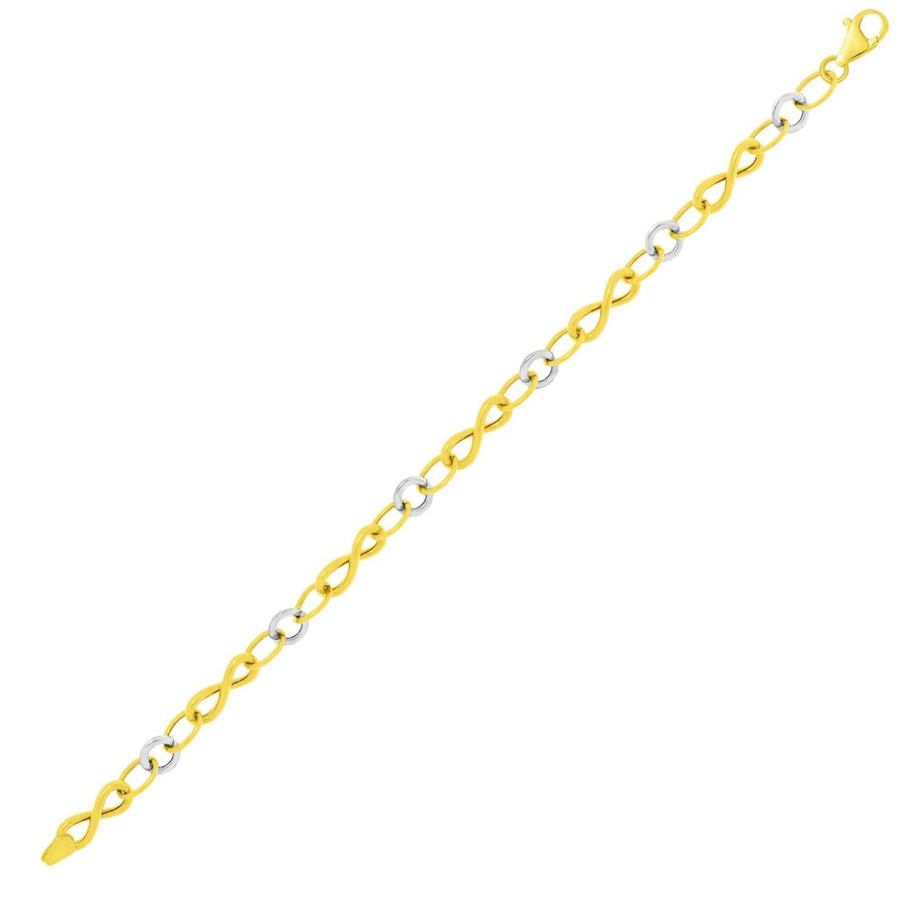14k Two-Tone Gold Oval and Infinity Motif Link Bracelet Bracelets Angelucci Jewelry   