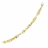 Thumbnail for 14k Two-Tone Gold Oval Bracelet with Barrel Bead Connectors Bracelets Angelucci Jewelry   
