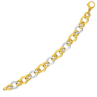 Thumbnail for 14k Two-Tone Yellow and White Gold Alternating Size Link Bracelet Bracelets Angelucci Jewelry   