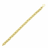 Thumbnail for 14k Yellow Gold Chain Bracelet with Oval and Textured Round Links Bracelets Angelucci Jewelry   