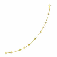 Thumbnail for 14k Yellow Gold Chain Bracelet with Puffed Diamond Cut Heart Stations Bracelets Angelucci Jewelry   