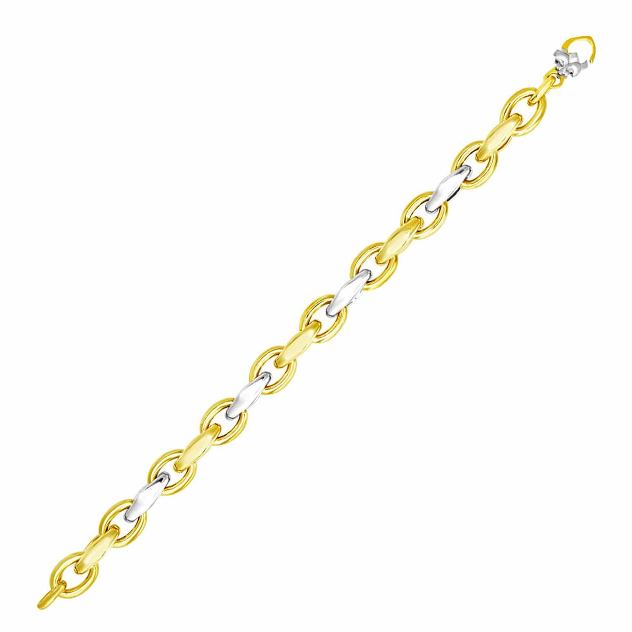 14k Two-Tone Gold Oval and Graduated Link Bracelet Bracelets Angelucci Jewelry   