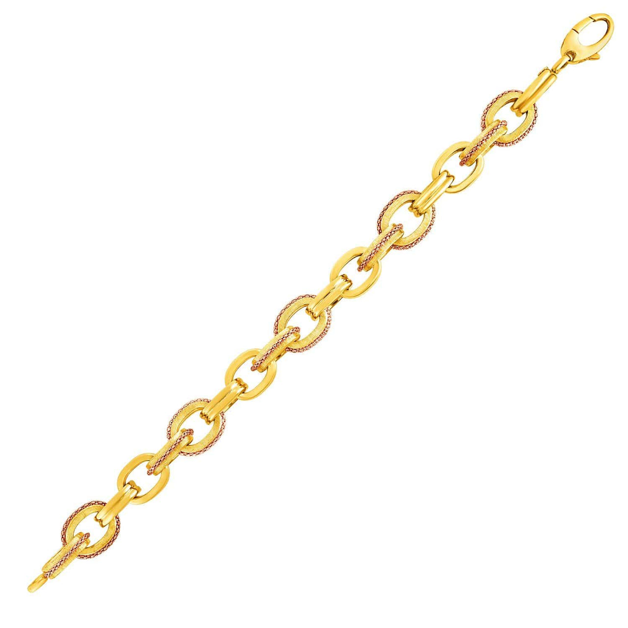 14k Two-Tone Yellow and Rose Gold Link Bracelet Bracelets Angelucci Jewelry   
