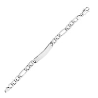 Thumbnail for Sterling Silver Men's ID Bracelet with Figaro Chain Bracelets Angelucci Jewelry   