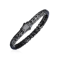 Thumbnail for Woven Rope Bracelet with White Sapphire and Black Finish in Sterling Silver Bracelets Angelucci Jewelry   