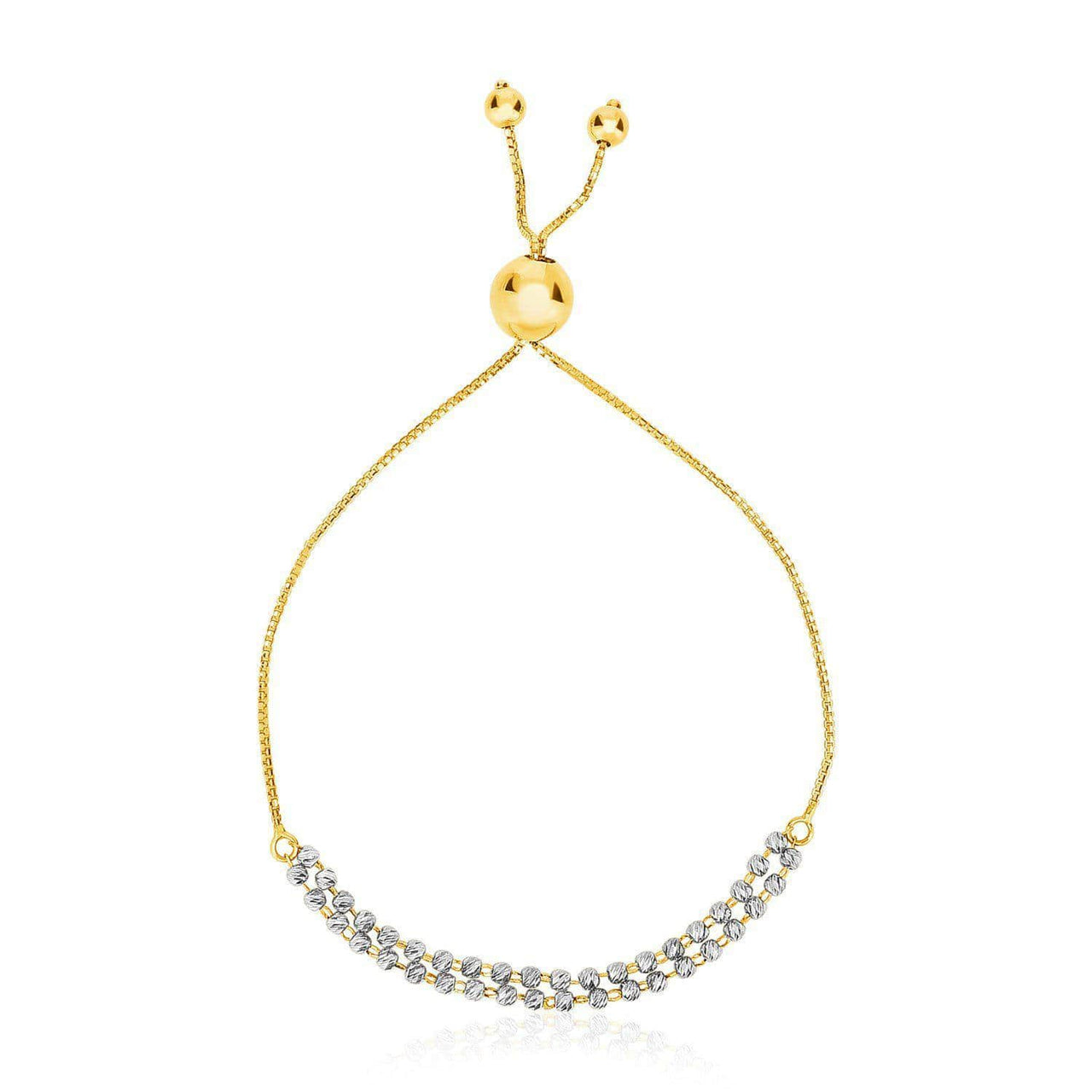 14k Two-Tone Yellow and White Gold Adjustable Textured Bracelet Bracelets Angelucci Jewelry   