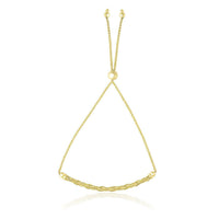 Thumbnail for 14k Yellow Gold Adjustable Lariat Bracelet with Curved Bar and Chain Design Bracelets Angelucci Jewelry   