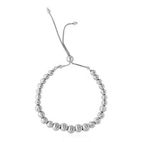 Thumbnail for Adjustable Graduated Bead Bracelet with Geometric Texture in Sterling Silver Bracelets Angelucci Jewelry   