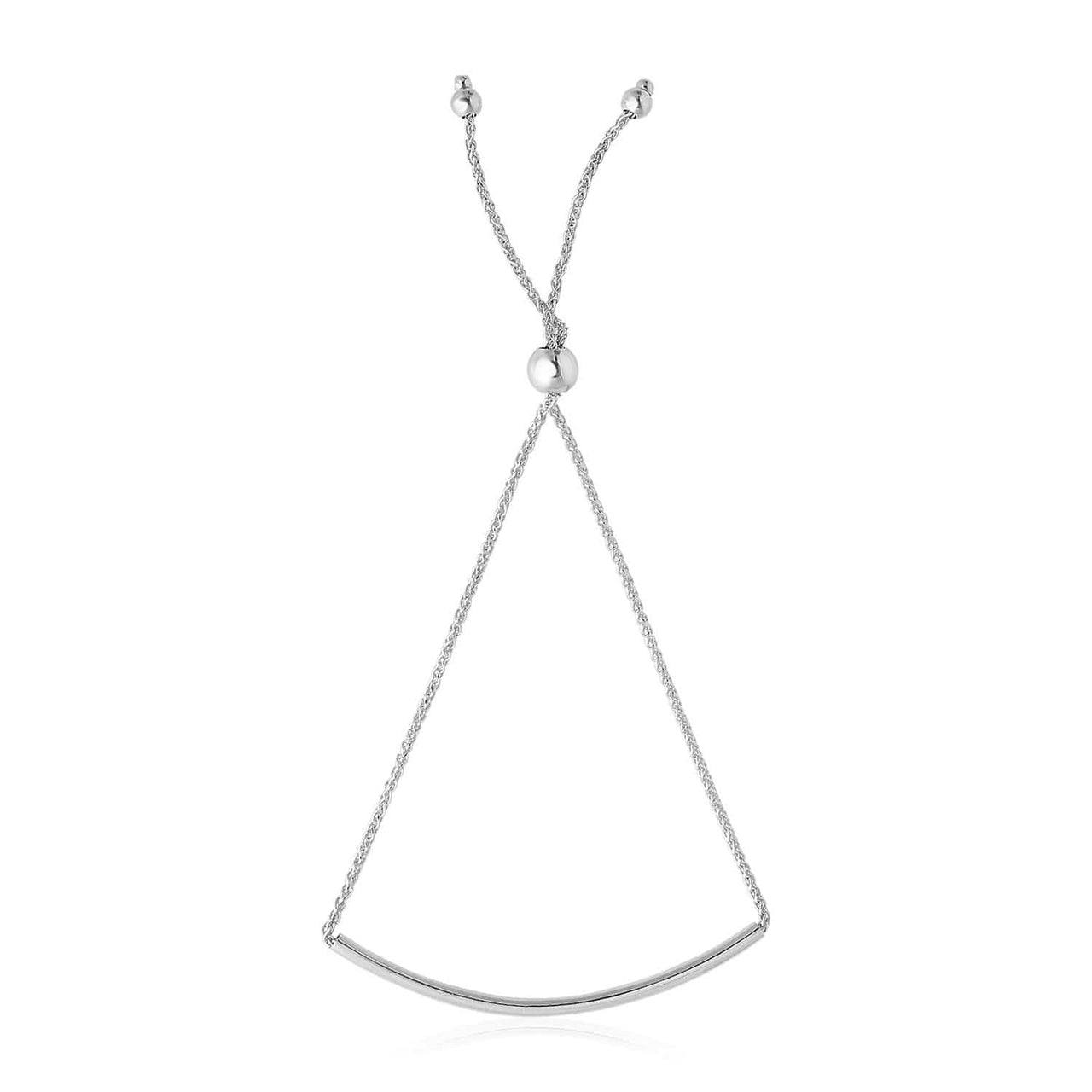 14k White Gold Smooth Curved Bar Lariat Design Bracelet Bracelets Angelucci Jewelry   