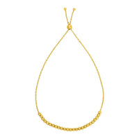 Thumbnail for Adjustable Bracelet with Small Textured Beads in 14k Yellow Gold Bracelets Angelucci Jewelry   