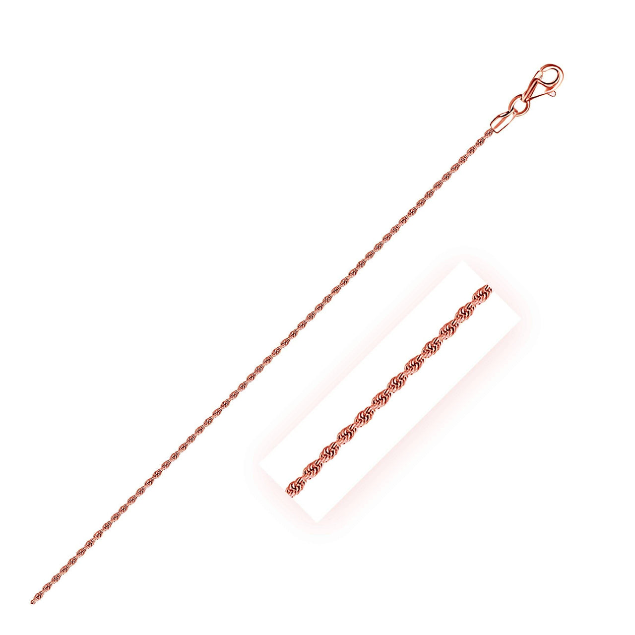 14k Rose Gold Solid Diamond Cut Rope Chain 1.5mm Chains Angelucci Jewelry   