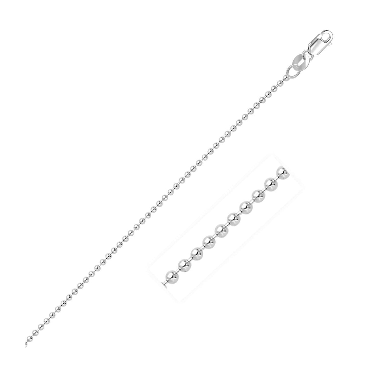 14k White Gold Bead Chain 1.5mm Chains Angelucci Jewelry   