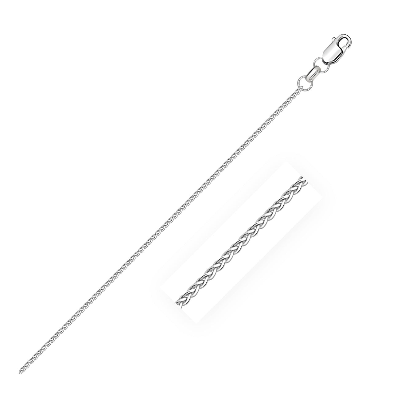 14k White Gold Diamond Cut Round Wheat Chain 1.1mm Chains Angelucci Jewelry   