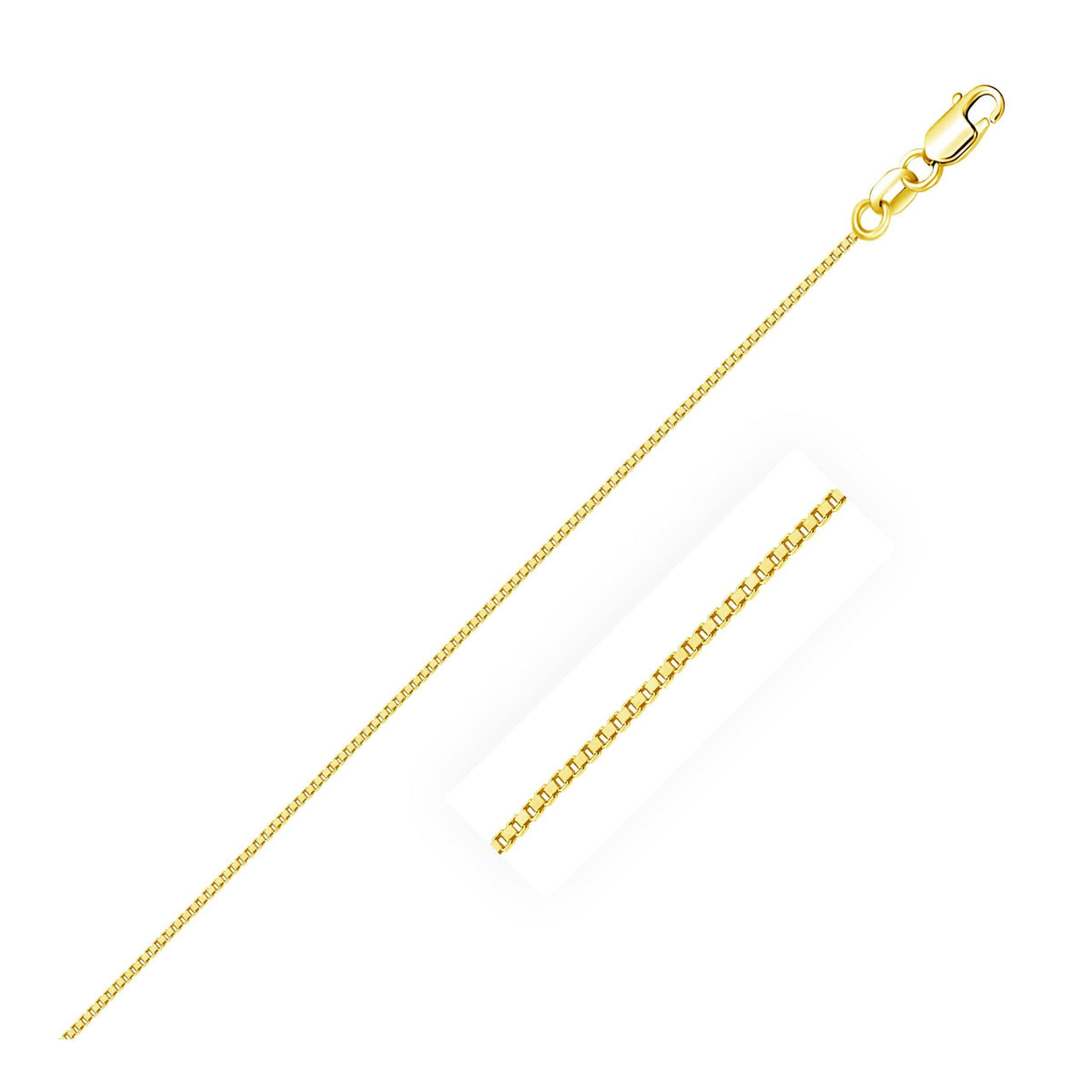 14k Yellow Gold Classic Box Chain 0.6mm Chains Angelucci Jewelry   