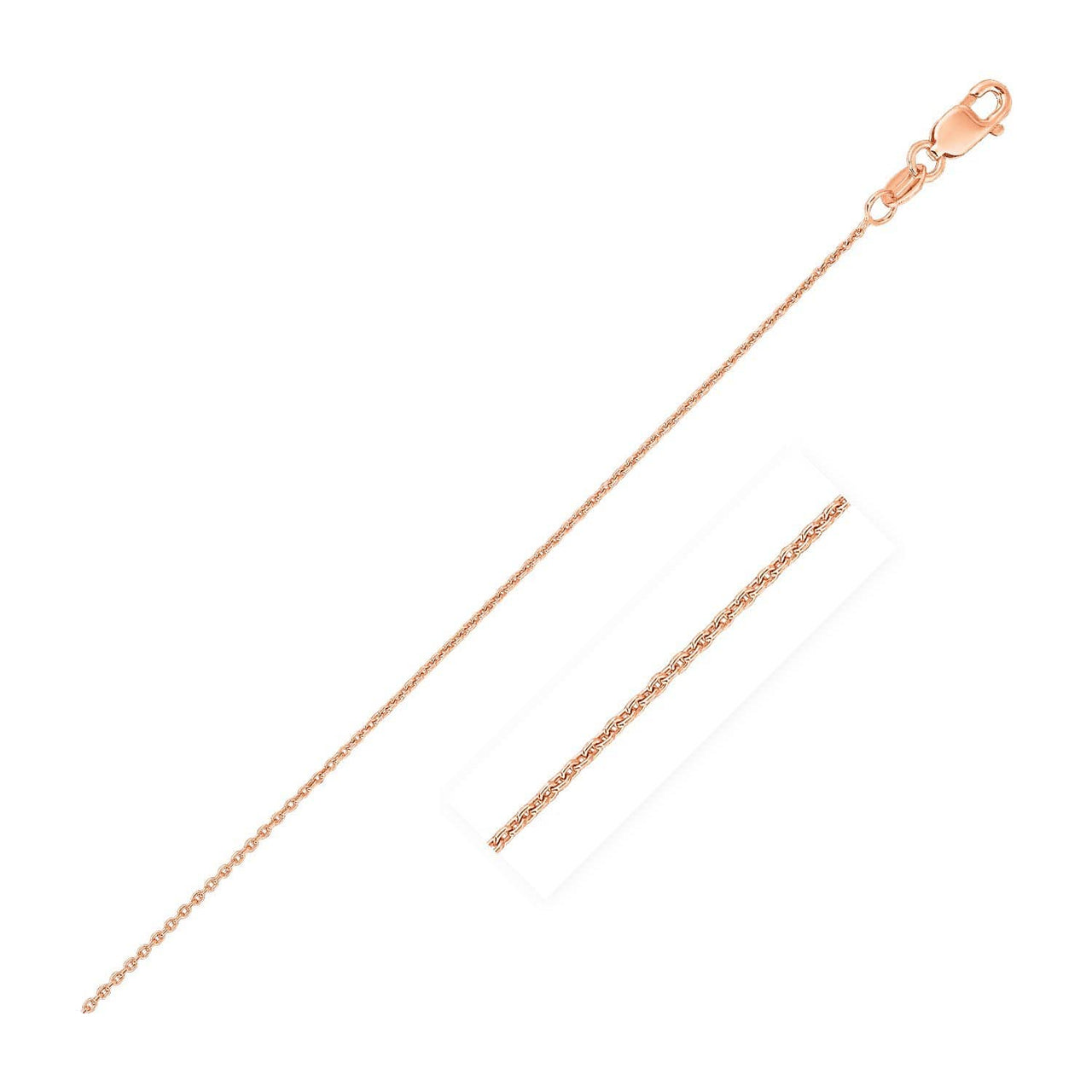 14k Pink Gold Oval Cable Link Chain 0.6mm Chains Angelucci Jewelry   