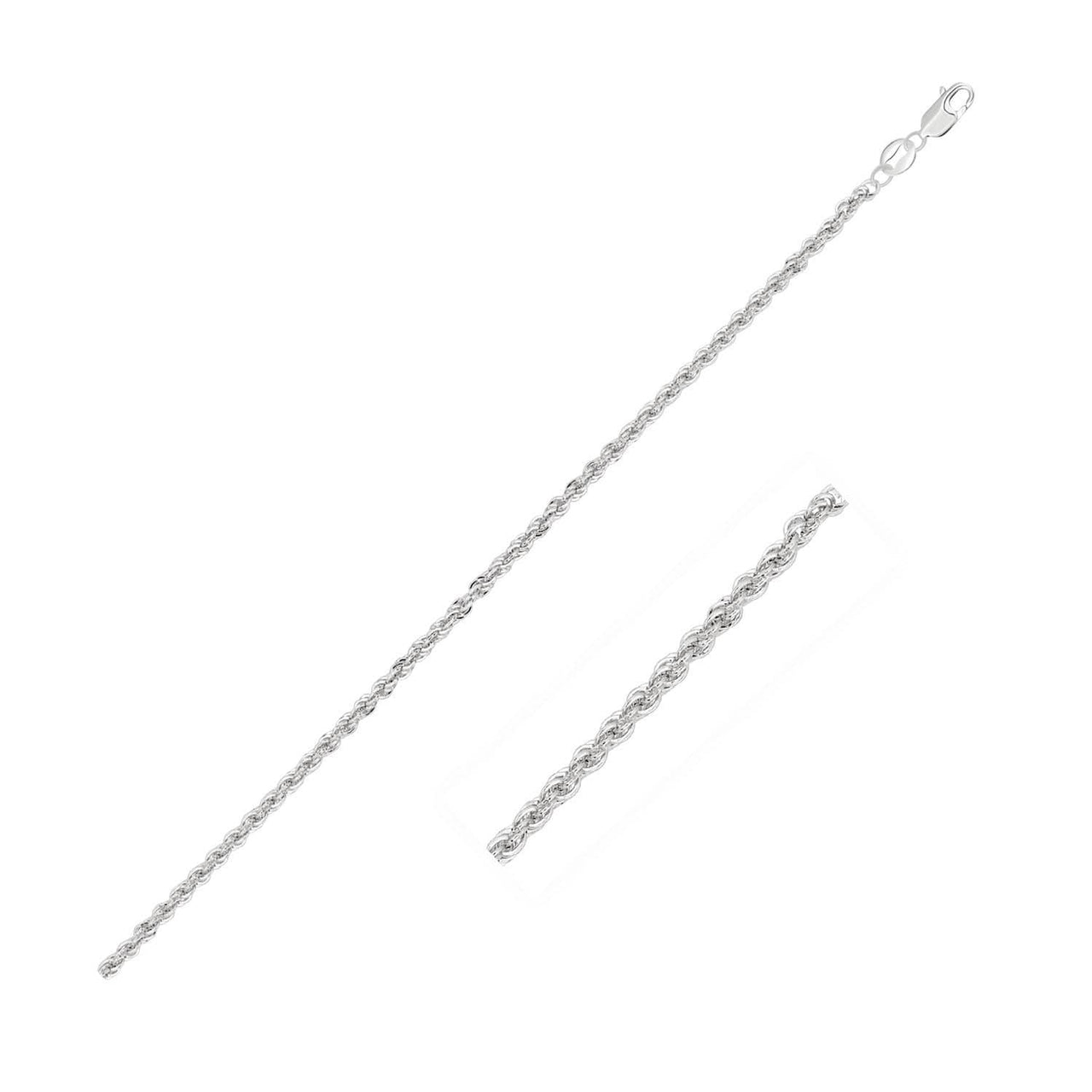 2.0mm 14k White Gold Light Rope Chain Chains Angelucci Jewelry   