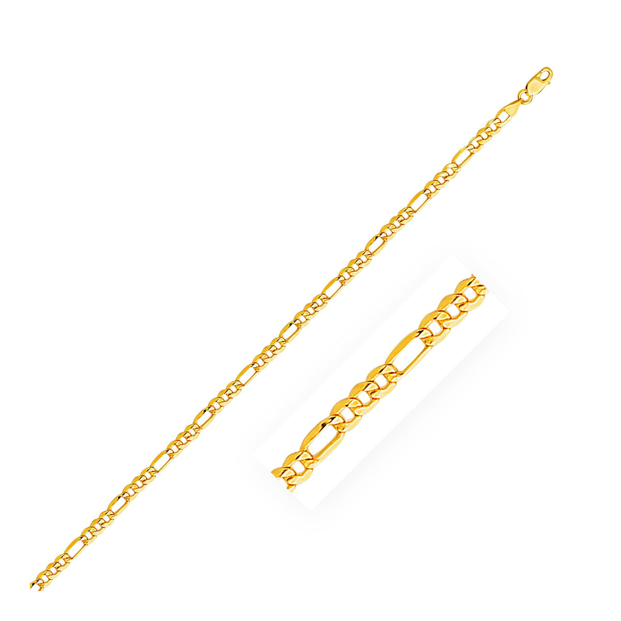 2.8mm 10k Yellow Gold Lite Figaro Chain Chains Angelucci Jewelry   
