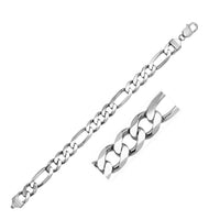 Thumbnail for Rhodium Plated 11.6mm Sterling Silver Figaro Style Chain Chains Angelucci Jewelry   