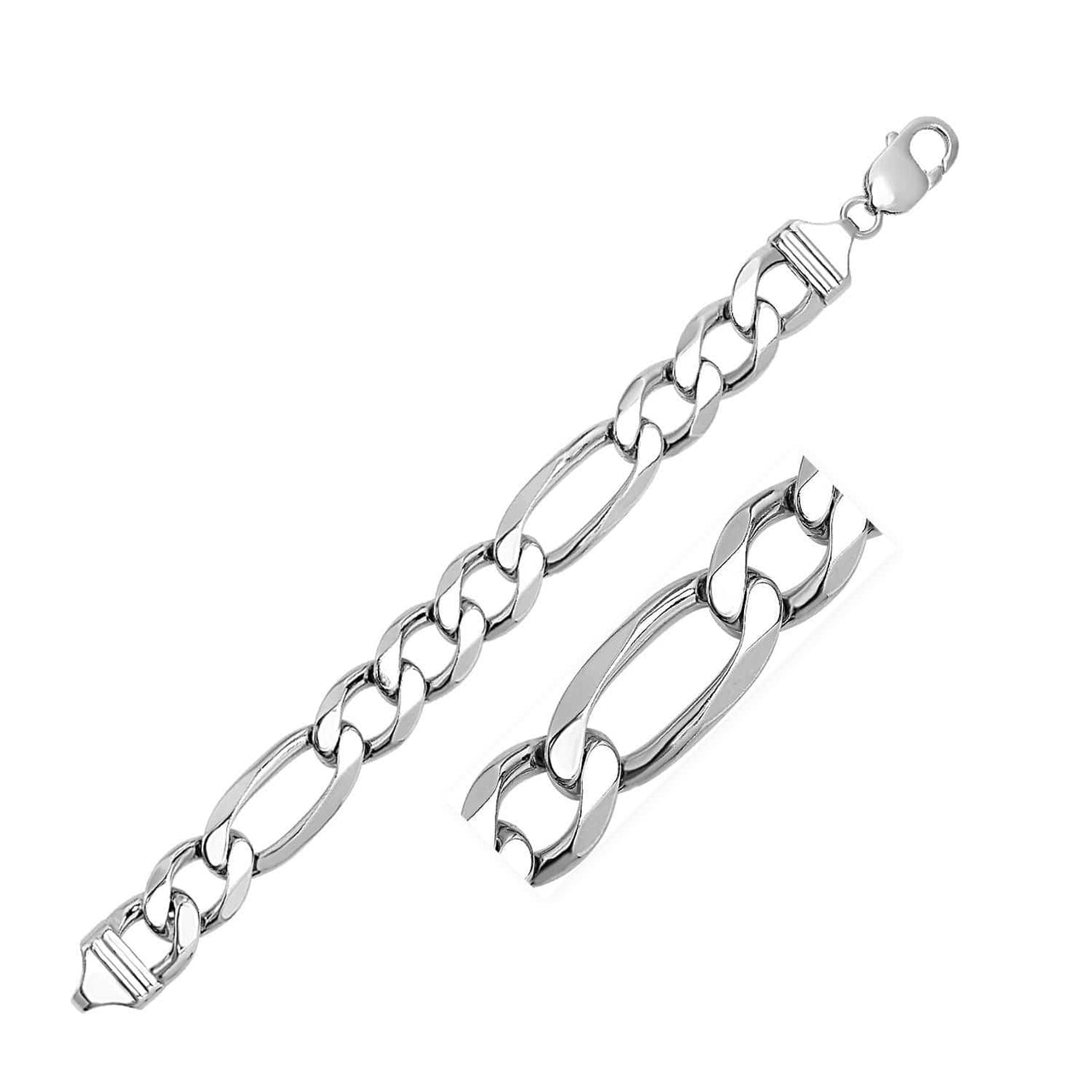 Rhodium Plated 13.6mm Sterling Silver Figaro Style Chain Chains Angelucci Jewelry   