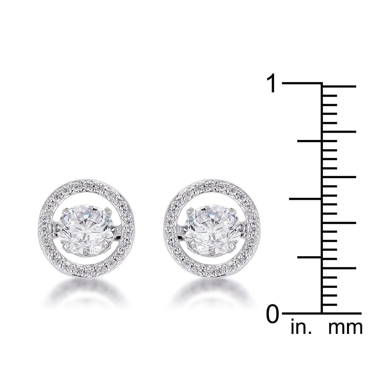 1.9Ct Rhodium Plated Pave Dancing CZ Halo Stud Earrings Earrings JGI   