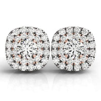 Thumbnail for 14k White and Rose Gold Cushion Shape Halo Diamond Earrings (3/4 cttw) Earrings Angelucci Jewelry   
