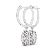 Thumbnail for 14k White And Rose Gold Drop Diamond Earrings with a Halo Design (3/4 cttw) Earrings Angelucci Jewelry   