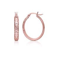 Thumbnail for 10k Rose Gold Hammered Oval Hoop Earrings Earrings Angelucci Jewelry   