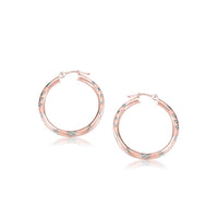 Thumbnail for 14k Rose Gold Fancy Diamond Cut Hoop Earrings (25mm Diameter) Earrings Angelucci Jewelry   