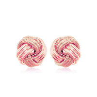 Thumbnail for 14k Rose Gold Love Knot with Ridge Texture Earrings Earrings Angelucci Jewelry   