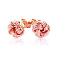 Thumbnail for 14k Rose Gold Love Knot with Ridge Texture Earrings Earrings Angelucci Jewelry   