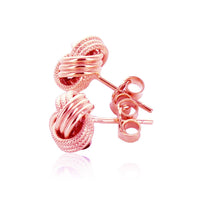 Thumbnail for 14k Rose Gold Love Knot with Ridge Texture Earrings Earrings Angelucci Jewelry   