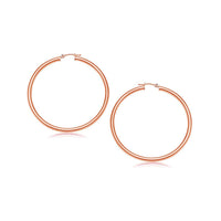 Thumbnail for 14k Rose Gold Polished Hoop Earrings (25 mm) Earrings Angelucci Jewelry   