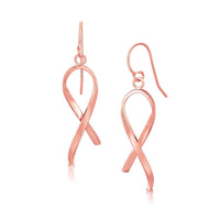 Thumbnail for 14k Rose Gold Polished Ribbon Style Drop Earrings Earrings Angelucci Jewelry   