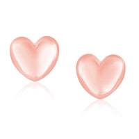 Thumbnail for 14k Rose Gold Puffed Heart Shape Shiny Earrings Earrings Angelucci Jewelry   