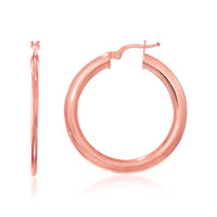 Thumbnail for 14k Rose Gold Round Slim Design Hoop Earrings Earrings Angelucci Jewelry   