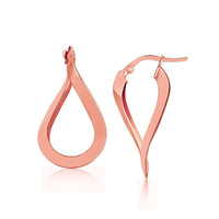 Thumbnail for 14k Rose Gold Twisted Style Freeform Hoop Earrings Earrings Angelucci Jewelry   