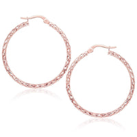 Thumbnail for Large Textured Hoop Earrings in 10k Rose Gold Earrings Angelucci Jewelry   