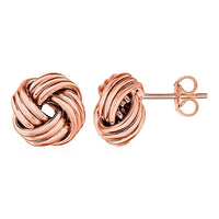 Thumbnail for Love Knot Post Earrings in 14k Rose Gold Earrings Angelucci Jewelry   