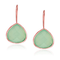 Thumbnail for Sterling Silver Rose Gold Plated Teardrop Faceted Aqua Chalcedony Earrings Earrings Angelucci Jewelry   