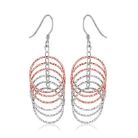Thumbnail for Sterling Silver Rose Tone Textured Layered Hoop Earrings Earrings Angelucci Jewelry   