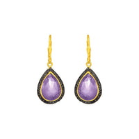 Thumbnail for Amethyst and Black Spinel Earrings with Yellow Finish in Sterling Silver Earrings Angelucci Jewelry   