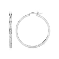 Thumbnail for Closed Round Hoop Earrings with Cubic Zirconia in Sterling Silver Earrings Angelucci Jewelry   