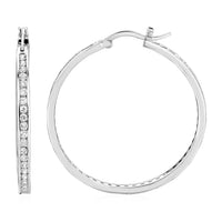 Thumbnail for Closed Round Hoop Earrings with Cubic Zirconia in Sterling Silver Earrings Angelucci Jewelry   
