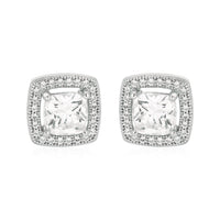 Thumbnail for Cushion Earrings with Cubic Zirconia in Sterling Silver Earrings Angelucci Jewelry   