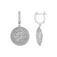 Thumbnail for Domed Circle Earrings with Cubic Zirconia in Sterling Silver Earrings Angelucci Jewelry   