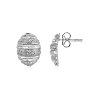 Thumbnail for Domed Textured Oval Earrings in Sterling Silver Earrings Angelucci Jewelry   