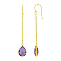Thumbnail for Earrings with Amethyst Brolite Pear Drops with Yellow Finish in Sterling Silver Earrings Angelucci Jewelry   